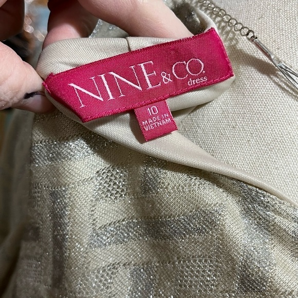 Nine & Co Ladies Dress Beige Silver Grey Dolman Cold Shoulder Cowl Neck 10 - Picture 3 of 15